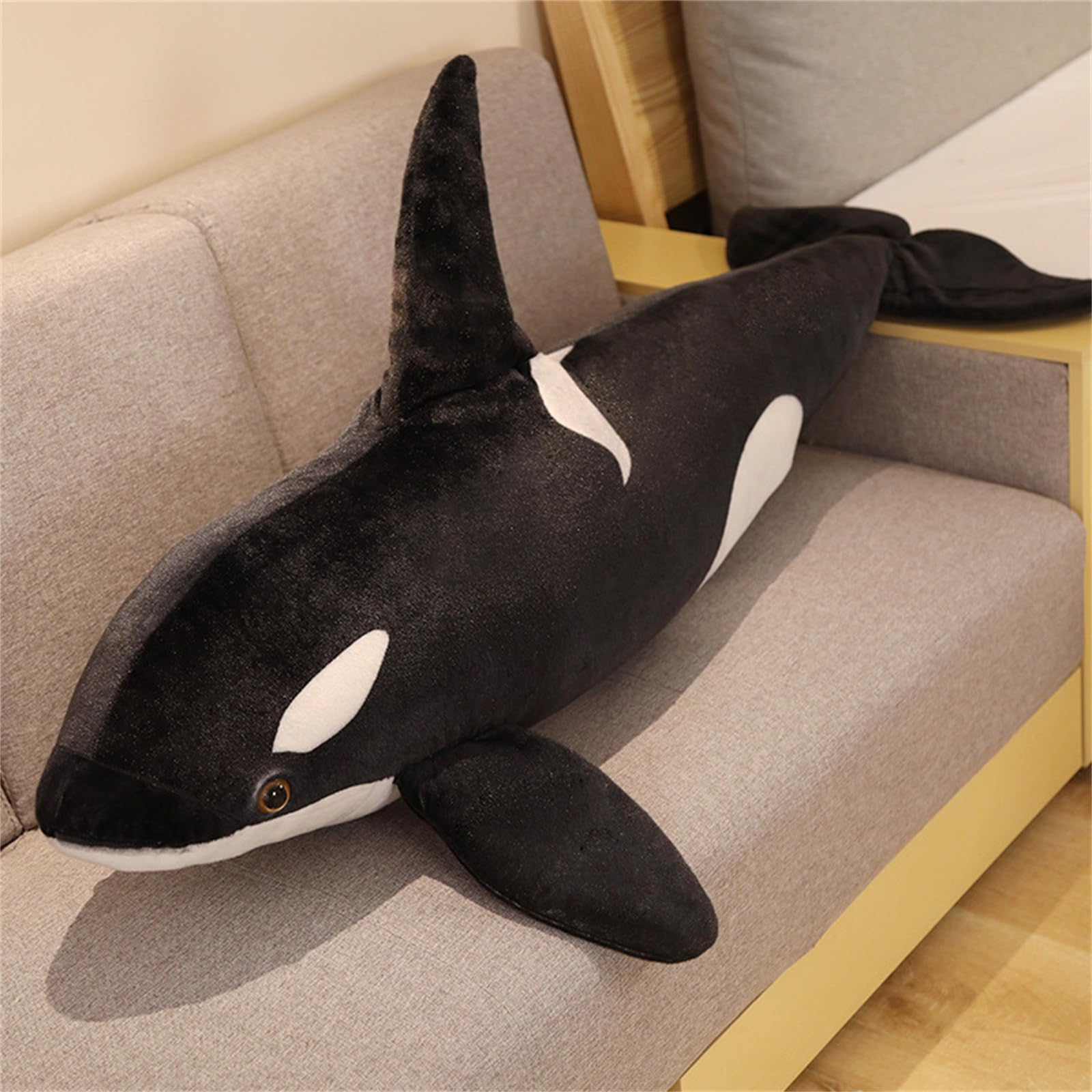 Orca, peluche a forma di balena, dolce Orca, giocattolo di peluche simulazione, regalo per bambini, ragazze e ragazzi (50 cm, nero/bianco)