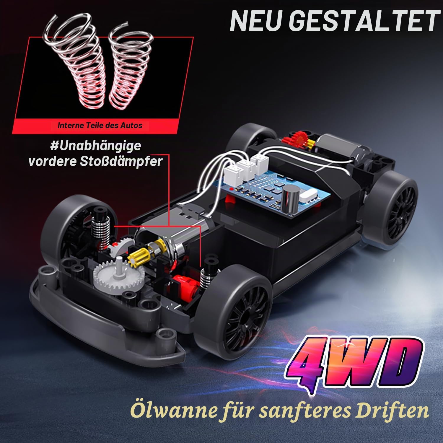 ACAMMZAR Ferngesteuertes Auto Drift, 1:24 RC Drift Car, 20KM/H 4WD Truck RC Auto mit LED-Leuchten, Zwei Batterien, für Jahre Kinder und Erwachsene