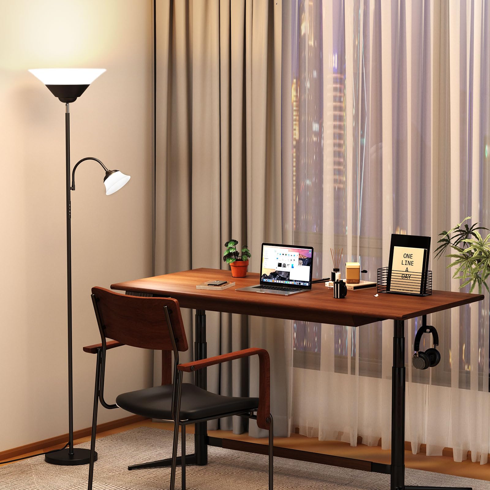 5 Floor Lamps That Actually Light a Living Room in 2026 2 SIBRILLE 2-in-1 Torchiere Floor Lamp, 34W Super Bright LED Standing Lamp with Re — product photo