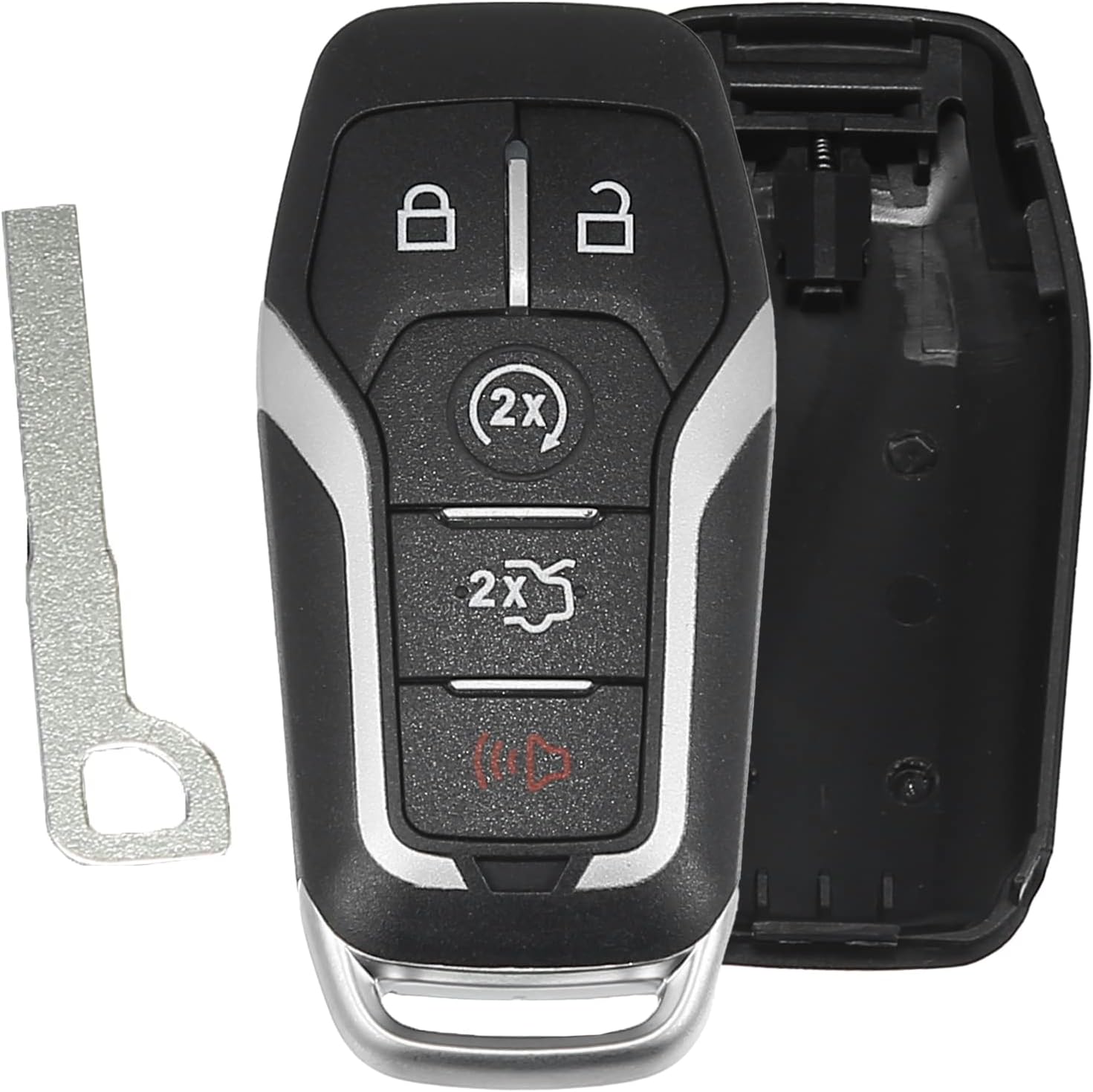 X AUTOHAUX 5 Button Replacement Smart Key Fob Case Keyless Entry Remote Key Shell for Ford F150 F250 Explorer Edge 2015-2017 M3N-A2C31243300 with Blade No Chip