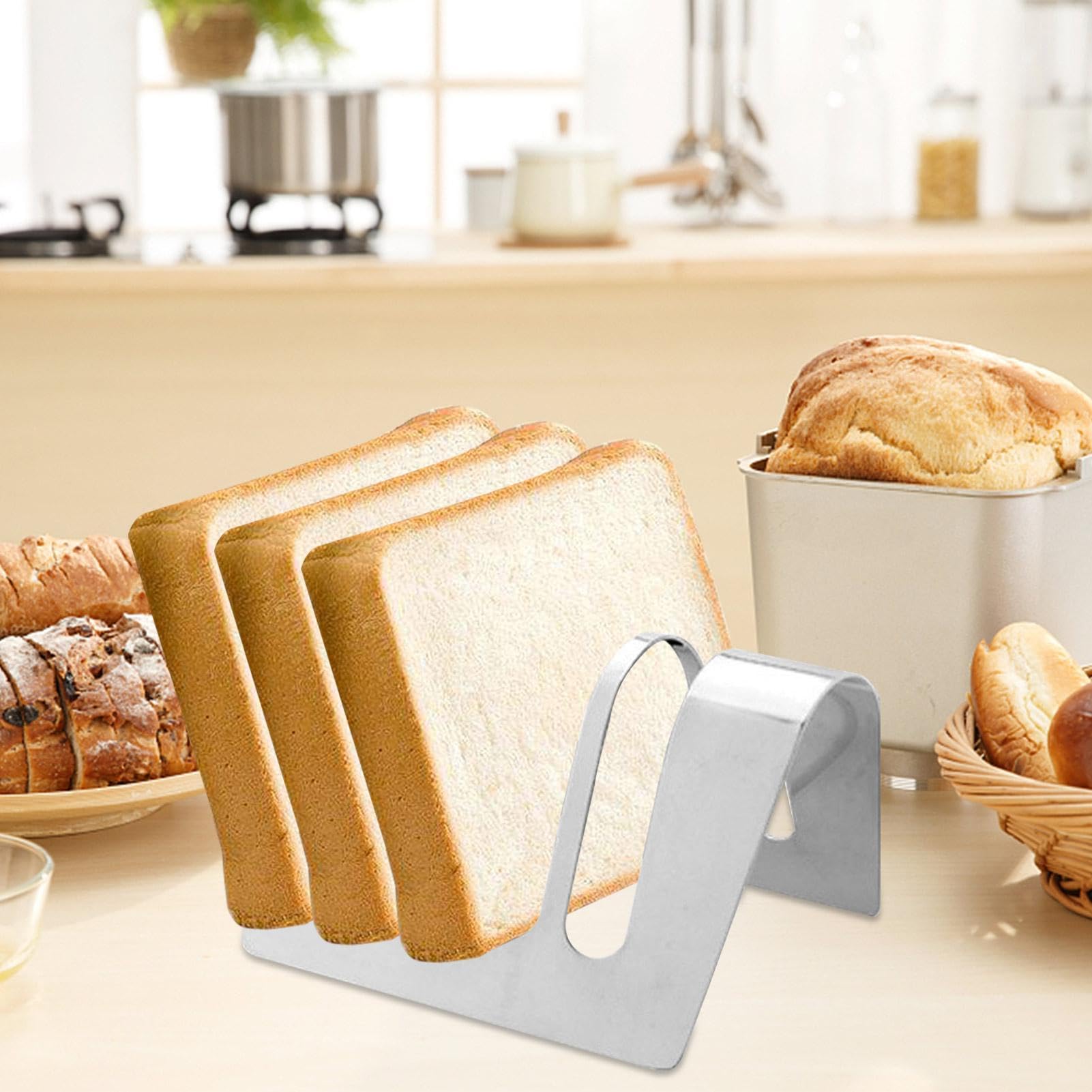 Porte-toast En Acier Inoxydable - Lot De 2 - Support Stable Pour Tranches De Pain, Livres, Outils - Design Compact 10,4x8,1 Cm