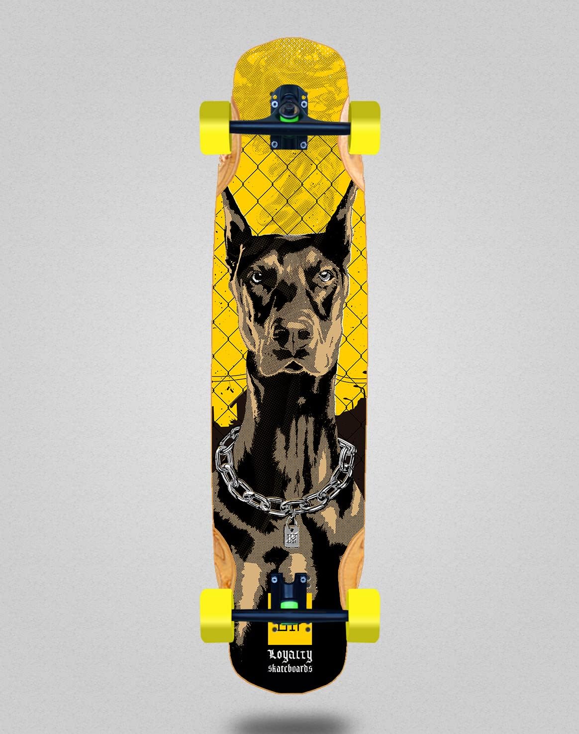 Loyalty Skate Skateboard Longboard Complete Mix Bamboo 38x8.45 Dog Yellow