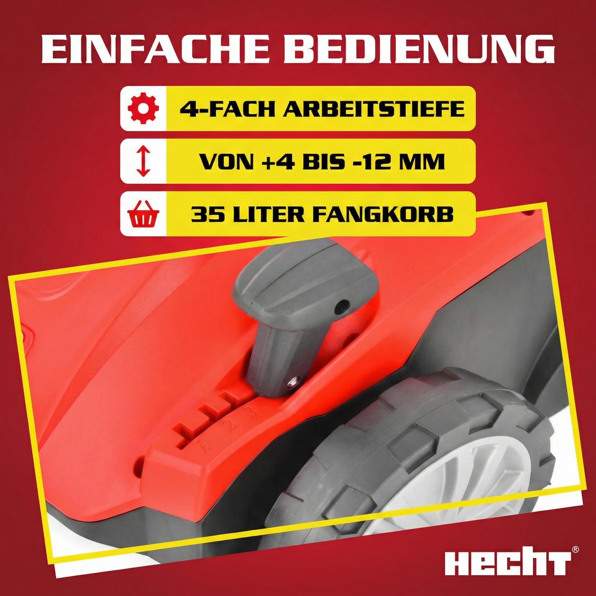 HECHT brandneuer 2 in 1 elektro Vertikutierer - Vertikutierer Elektro für einen schönen grünen saftigen Rasen – Starke 1500 Watt mit Lüfter- und Messerwalze - großzügiger 35l Auffangsack – elektrisch