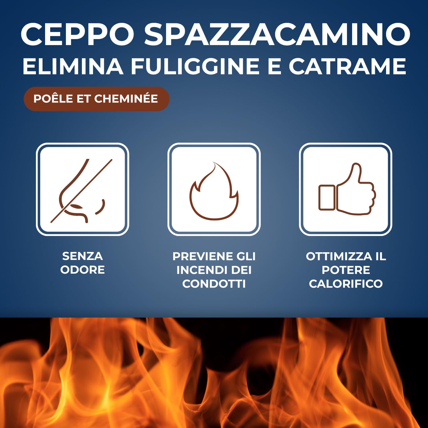 STARWAX – Ceppo Spazzacamino – Elimina Fuliggine e Catrame – Formula Brevettata – Inodore – Certificato Incluso – Per stufe e camini – Uso 1‑2 volte/anno – 1,1 kg