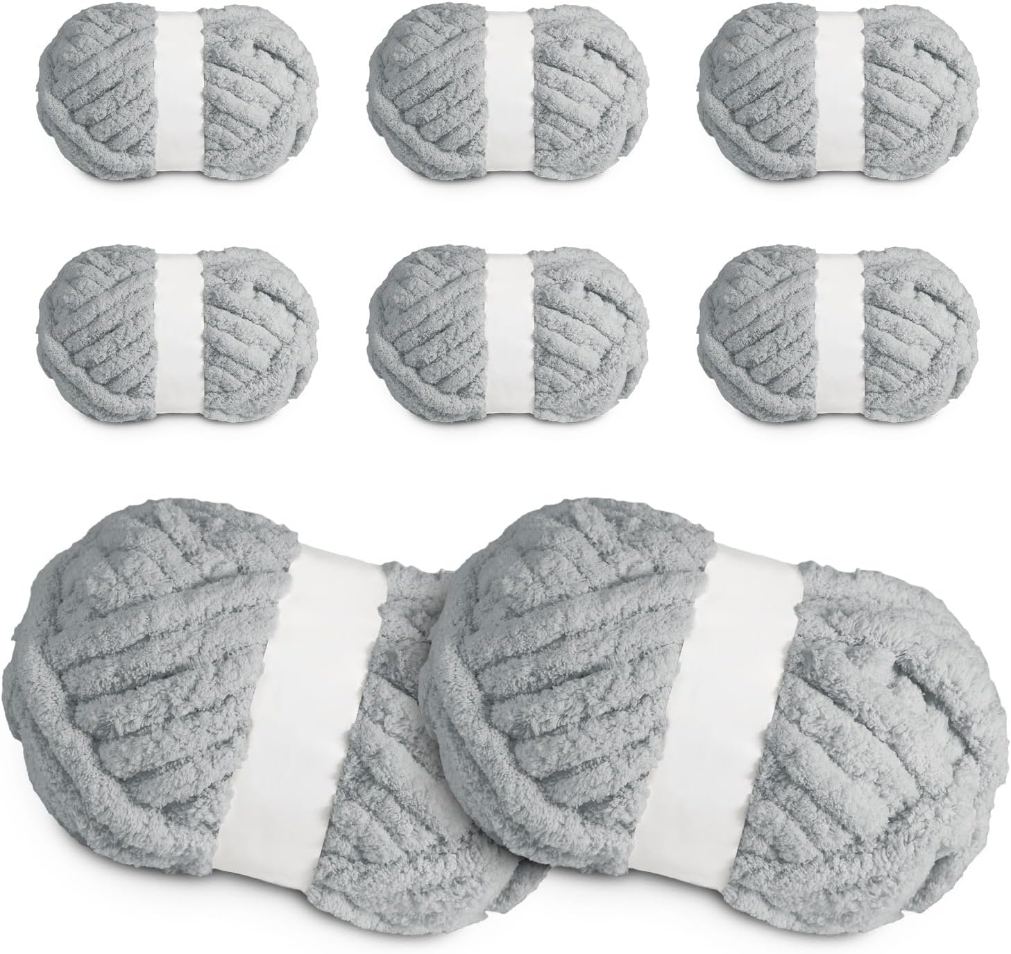 Ultra Soft 2.2 LBS (1kg) Chunky Yarn for Hand Knitting, Lush Velvet Fabric Tube Yarn to Make Handbags, Pillows, Blankets, Crafts (White)