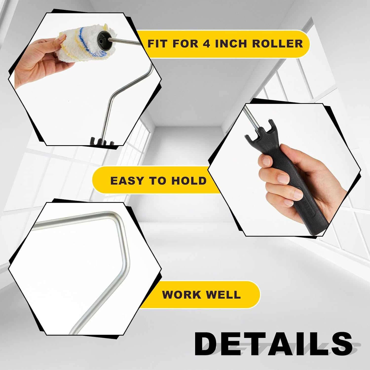 Sliner 24 Pcs 4 Inch Mini Paint Roller Frame 12 Inch Paint Roller Frame with Handle for Home Painting Supplies Detail Painting and Cutting (Black)