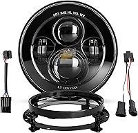 Vista 9 de Faro LED cromado de 7 pulgadas aprobado por DOT compatible con Harley Motorcycle Tour, FLD, Softail Heritage, Street Glide, Road King, Electra