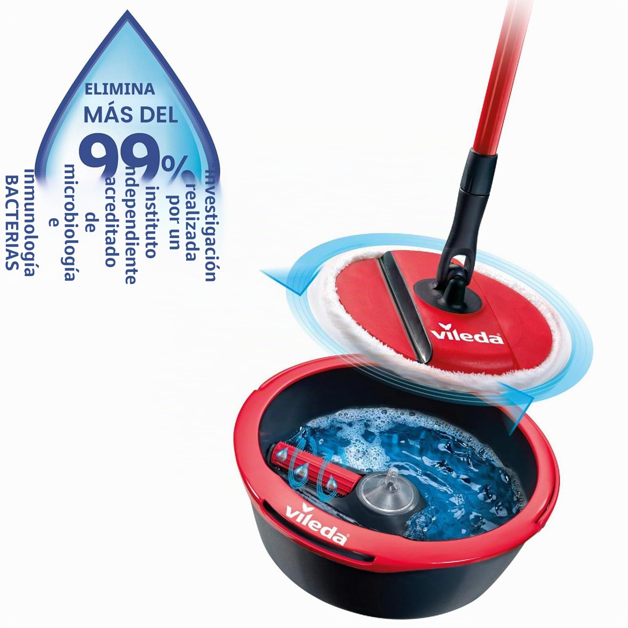 Vileda Spin & Clean Sistema de Fregado, Rojo y Negro, 335 x 176 x 343 mm