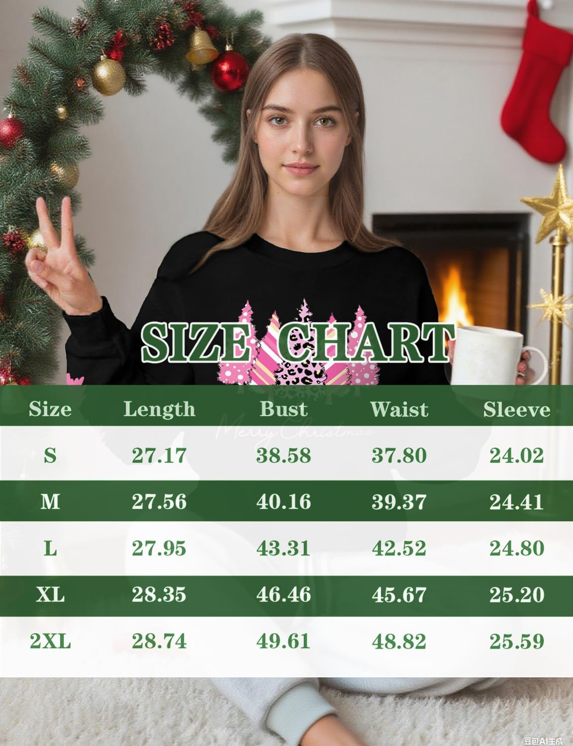 Christmas Sweaters for Women Merry Christmas Sweatshirt Crewneck Long Sleeve Xmas Tree Graphic Pullover Tops - Image 5