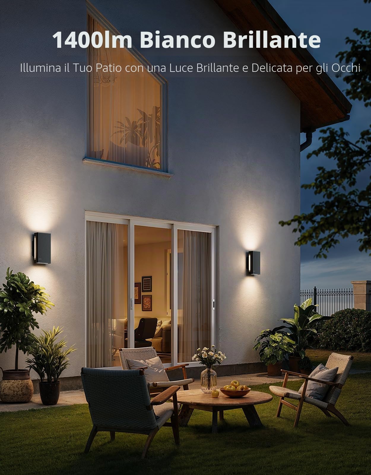 Govee Applique da Parete Esterno UpDown, 1400lm RGBICWW, IP66, 2 Pezzi | 2700K–6500K Luci Intelligenti per Portico da Esterno, 64 Scena, DIY, Matter/Alexa/Google, Veranda, Balcone, Terrazza