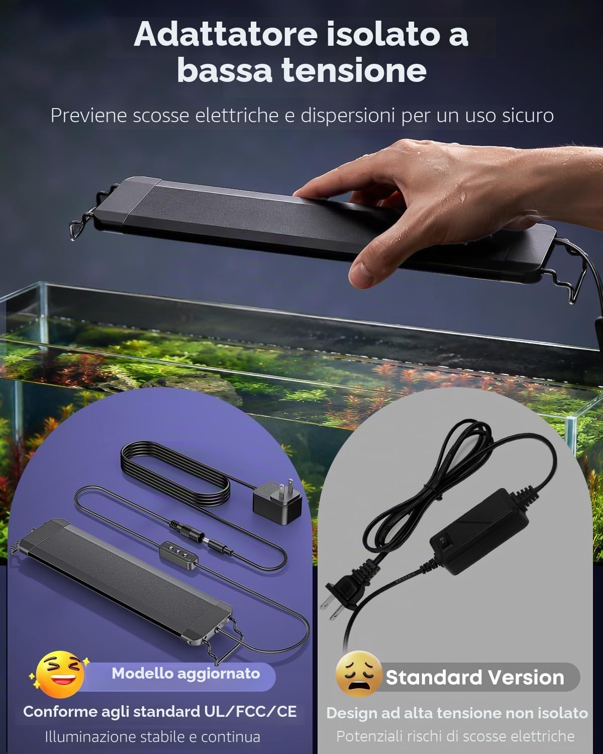 Pawfly Luce da acquario per vasche da 30 a 45 cm, 11 W lampada per acquario, spettro completo, lampada LED estensibile con timer, modalità giorno/notte e luminosità regolabile per acqua dolce