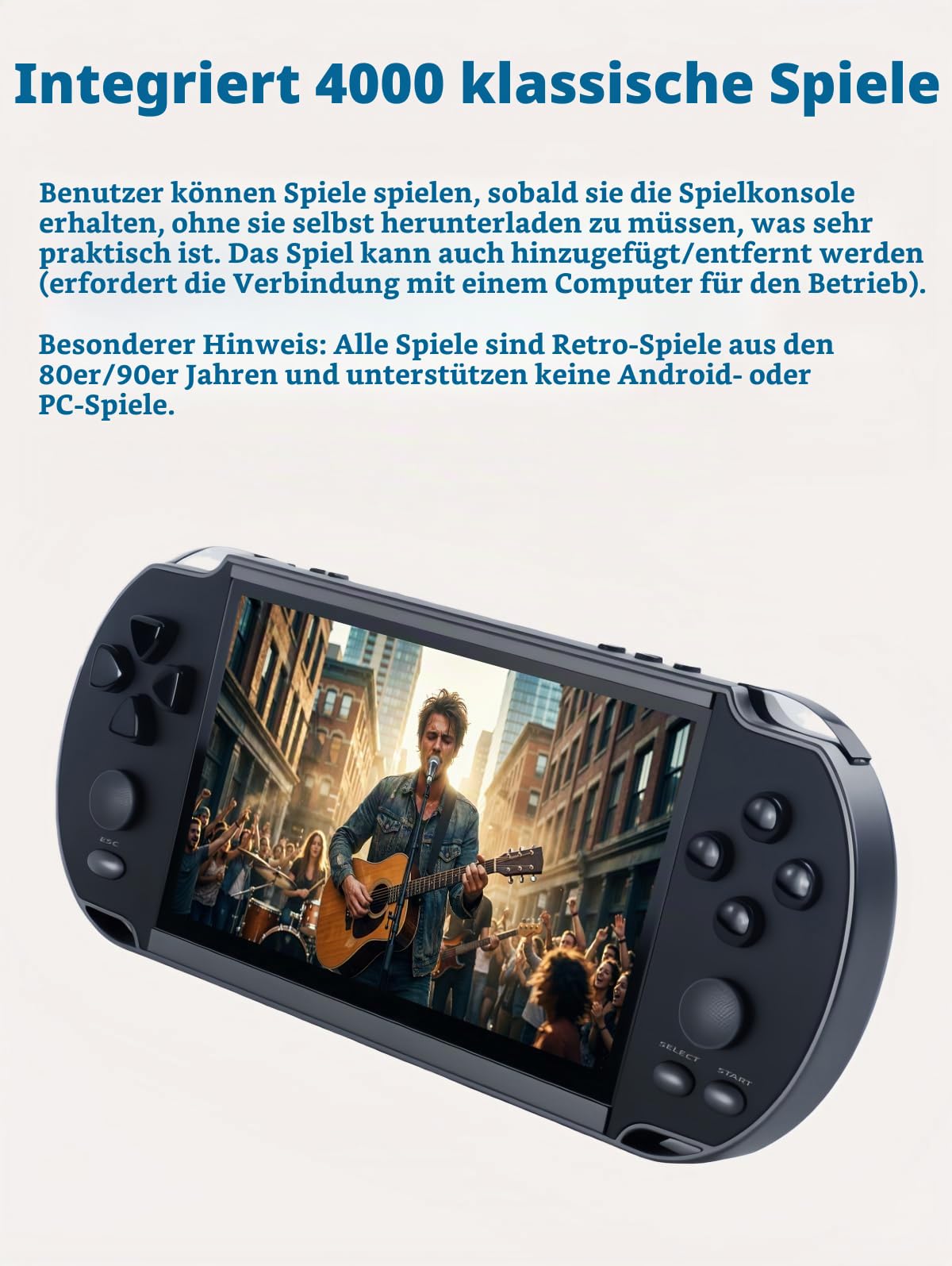 JXD 5,1 Zoll Multifunktionale Videospielkonsole 4000 kostenlose Retro Spiele Handheld Spielkonsole Tragbarer Taschen-Spielplayer für Kinder Mini Arcade Mehrere Emulatoren MP3/4
