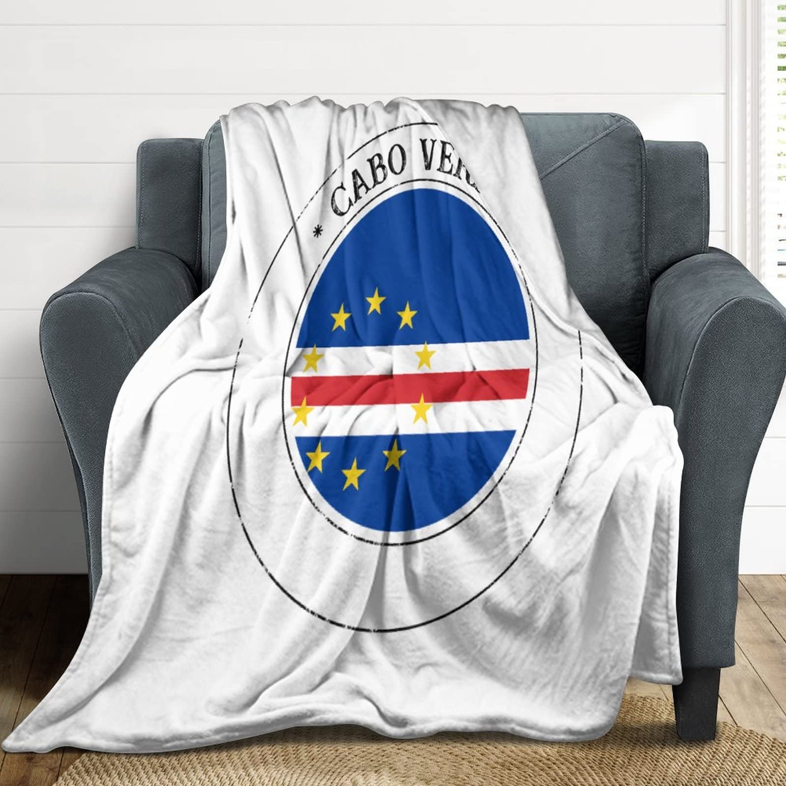 Couverture Cabo Verde drapeau plaid flanelle polaire chaude et douce