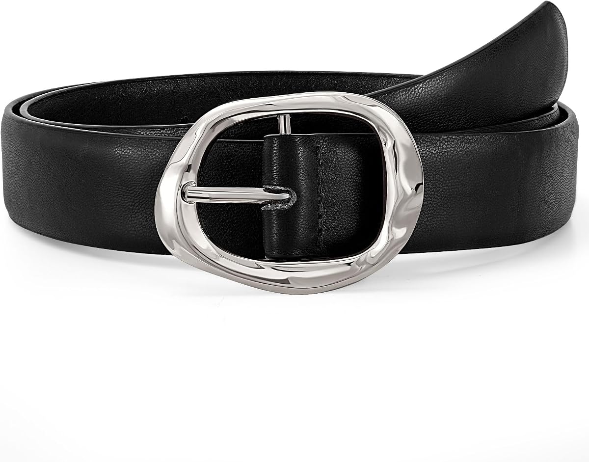 Women Leather Belt for Jeans Pants Ladies Casual Waist Belt Fashion Women Belt with Gold Buckle