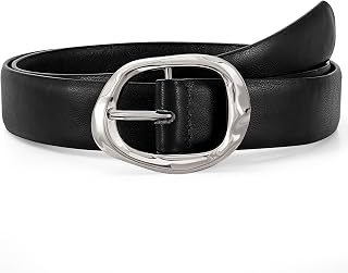Women’s Casual Leather Belt with Gold Buckle