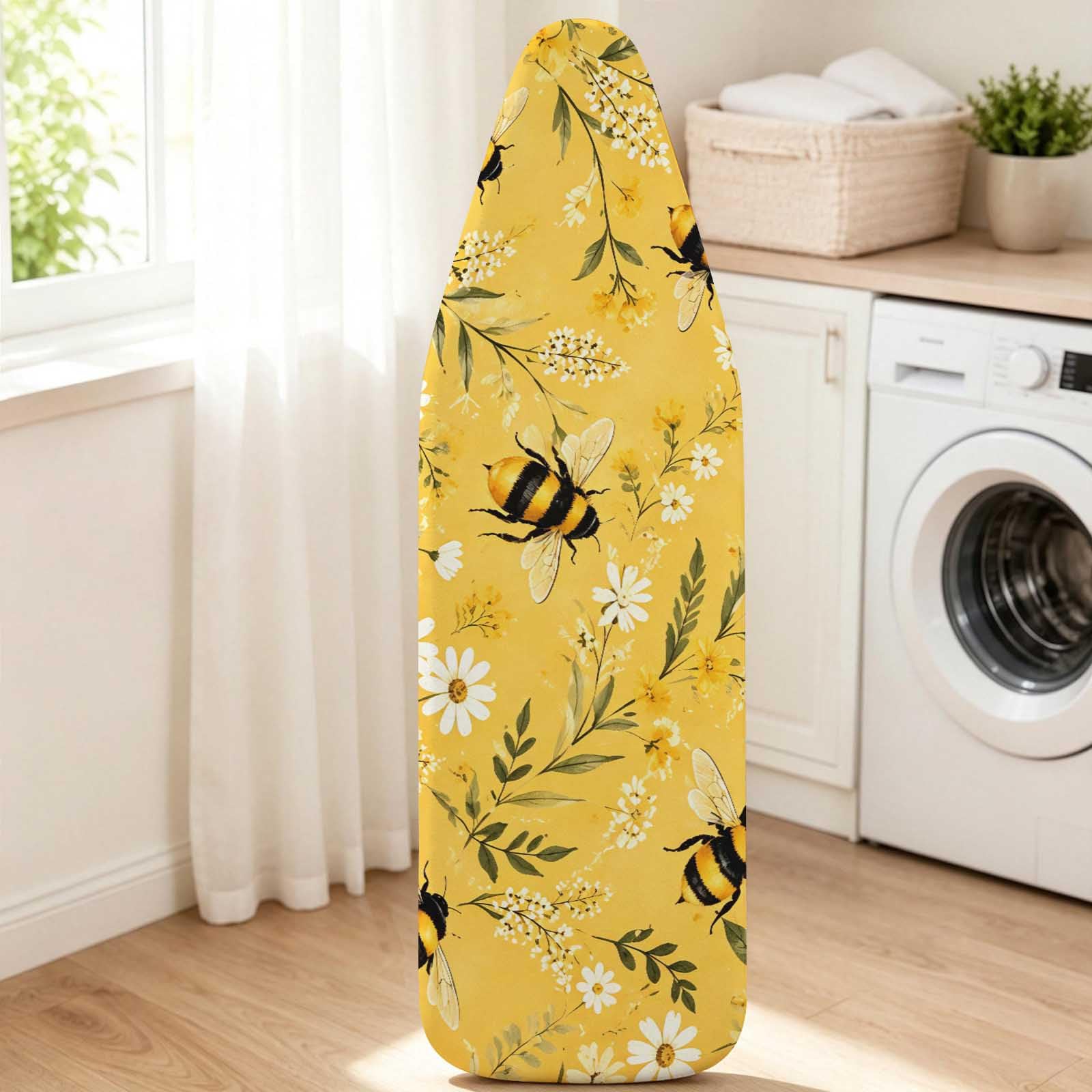 Ironing Board Covers 124x38cm Non Slip Heat Resistant (Yellow Bee Floral)