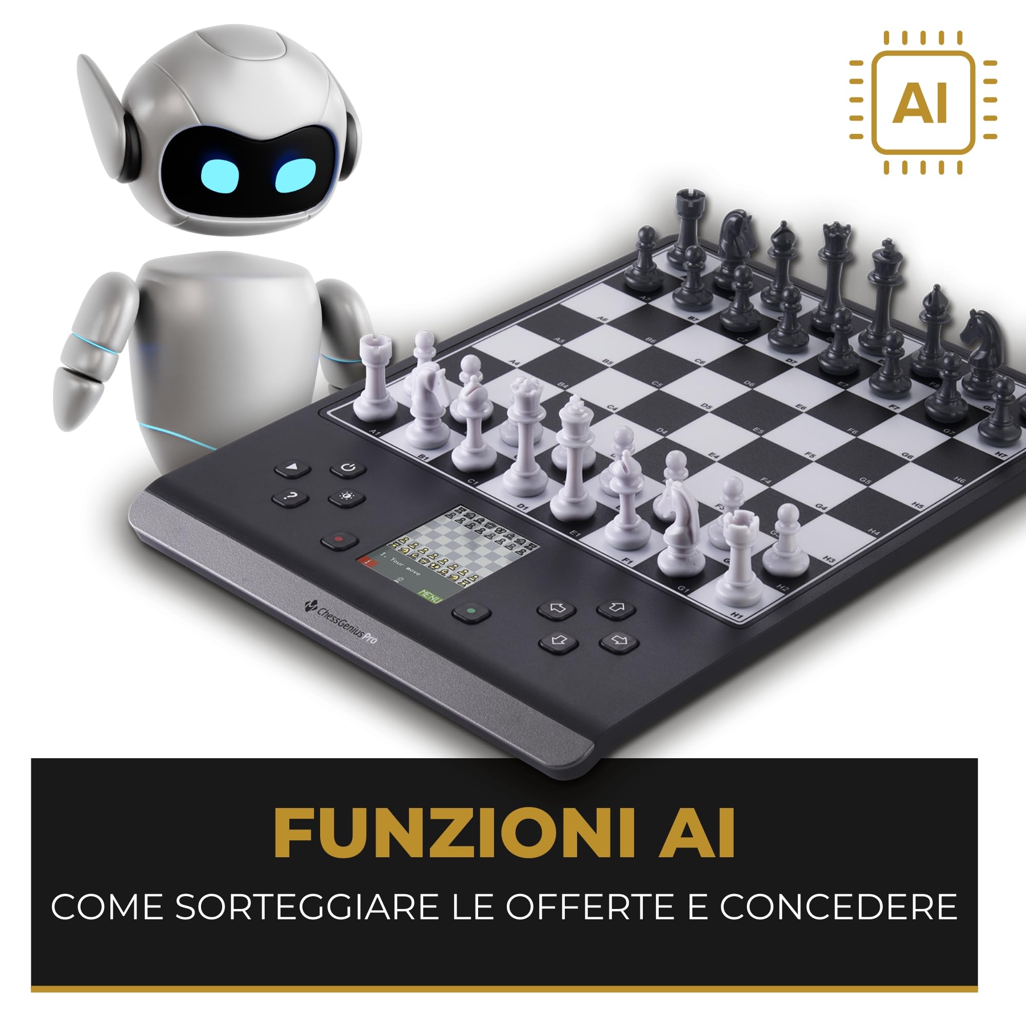 MILLENNIUM M815 ChessGenius PRO - Scacchi computer per bambini, principianti e avanzati, allenatore intelligente per scacchi con diverse opzioni di esercizio e livelli di difficoltà personalizzabili
