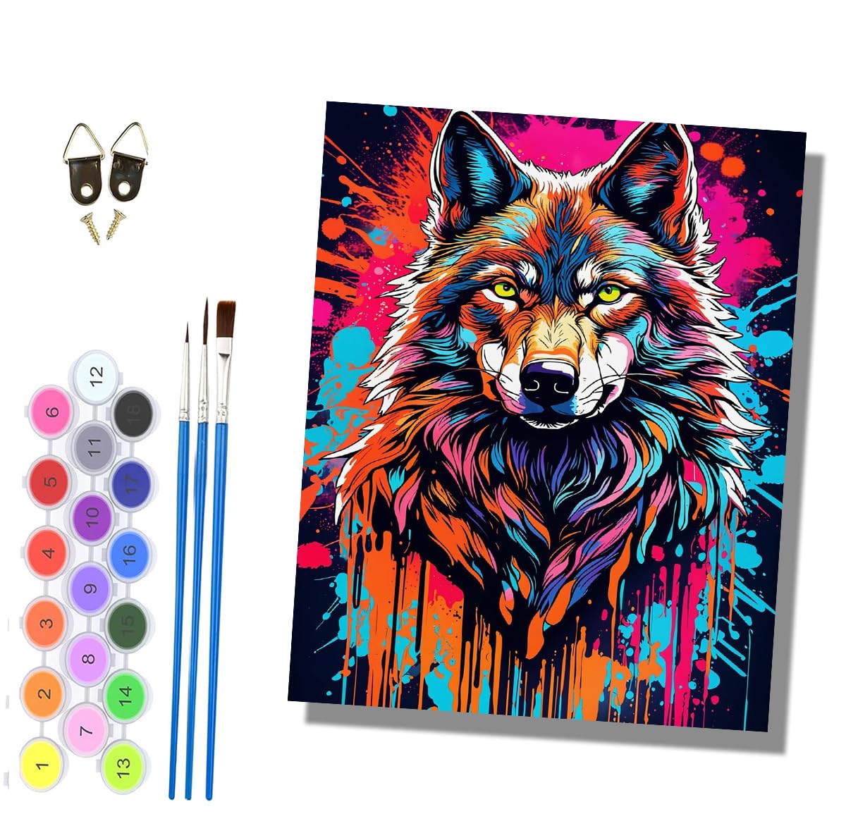 HONGPZH Paint by Numbers for Adults and Beginner Painting by Number Without Frame Oil Paintings on Canvas House Wall Decor 16x20in Inkjet Style Wolf