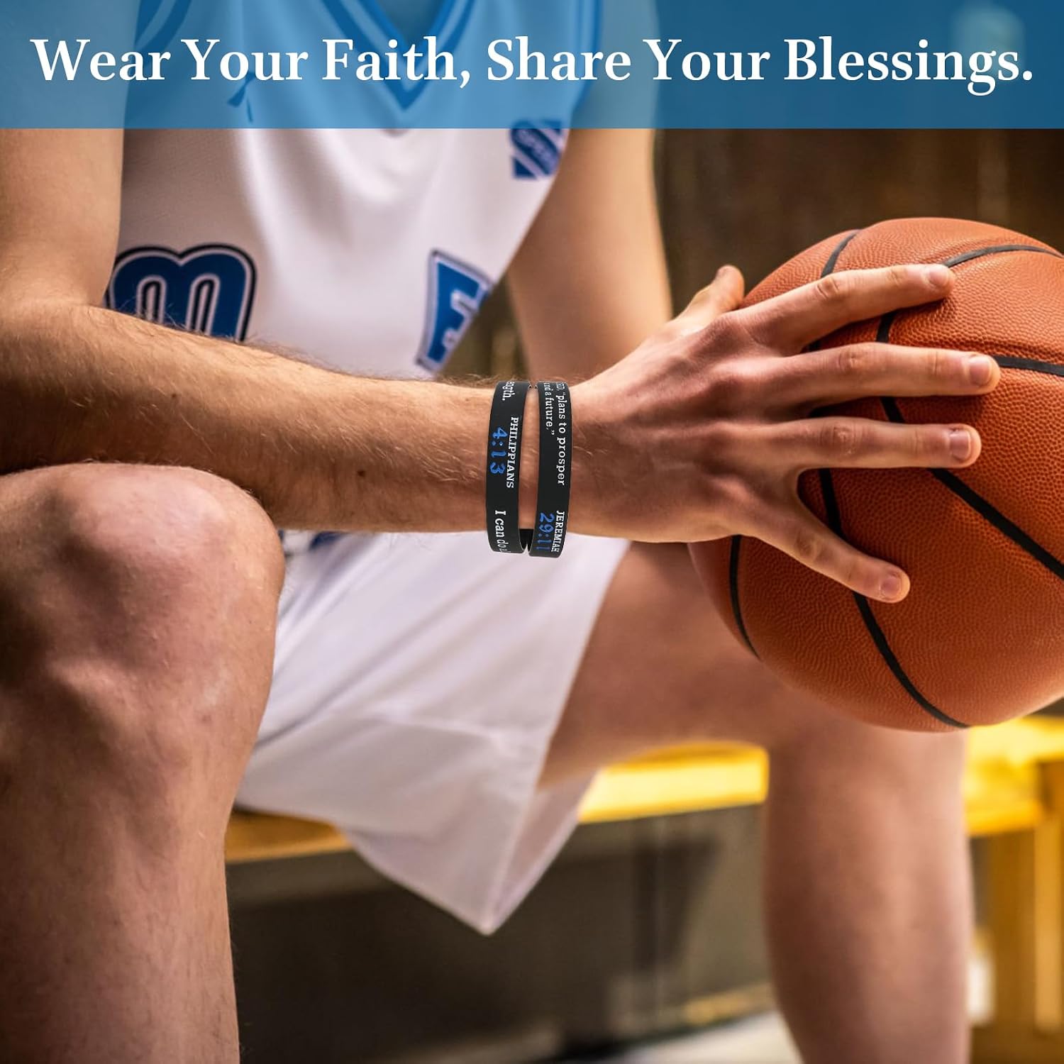kilofly 3/6 pc Christian Scripture Quote Bible Verse Silicone Bracelet Wristband