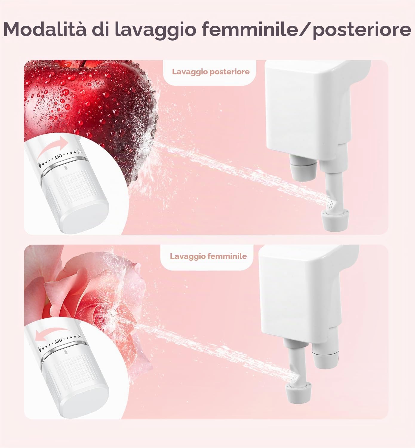 Attacco per bidet ultra sottile, lavaggio posteriore e femminile (doppi ugelli retrattili), attacco per bidet non elettrico per sedile WC, pressione regolabile dell'acqua fredda fresca, ingresso in