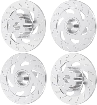 4PCS/Set RC Wheel Brake Disc RC Car Aluminum Hex Hub Wheel Rim Tires Brake Disc RC Alloy Disc Brake Set Compatible with Traxxas 1/7 UDR Unlimited Desert Racer RC Car Upgrades Silver