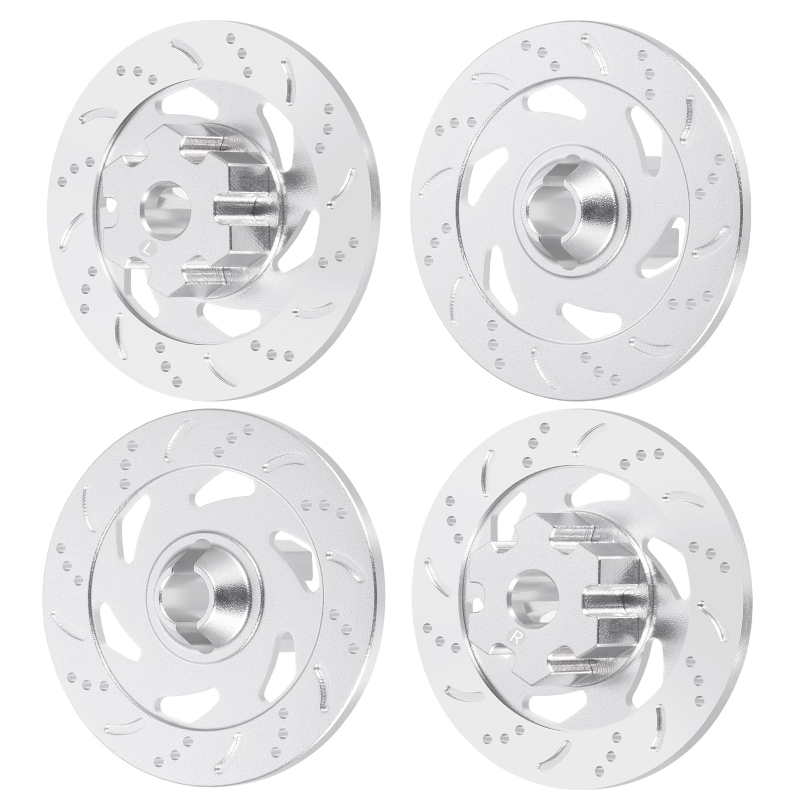 LSG Aluminum RC Brake Disc Wheel Brake Disc Drive Hub for 1/7 Unlimited Desert Racer UDR RC Car Upgrade Part 4pcs (Silver)