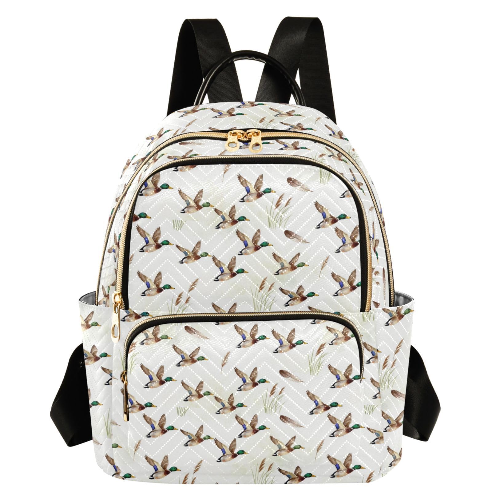 Mochila para mujer elegante con estampado animal de patos silvestres S 8
