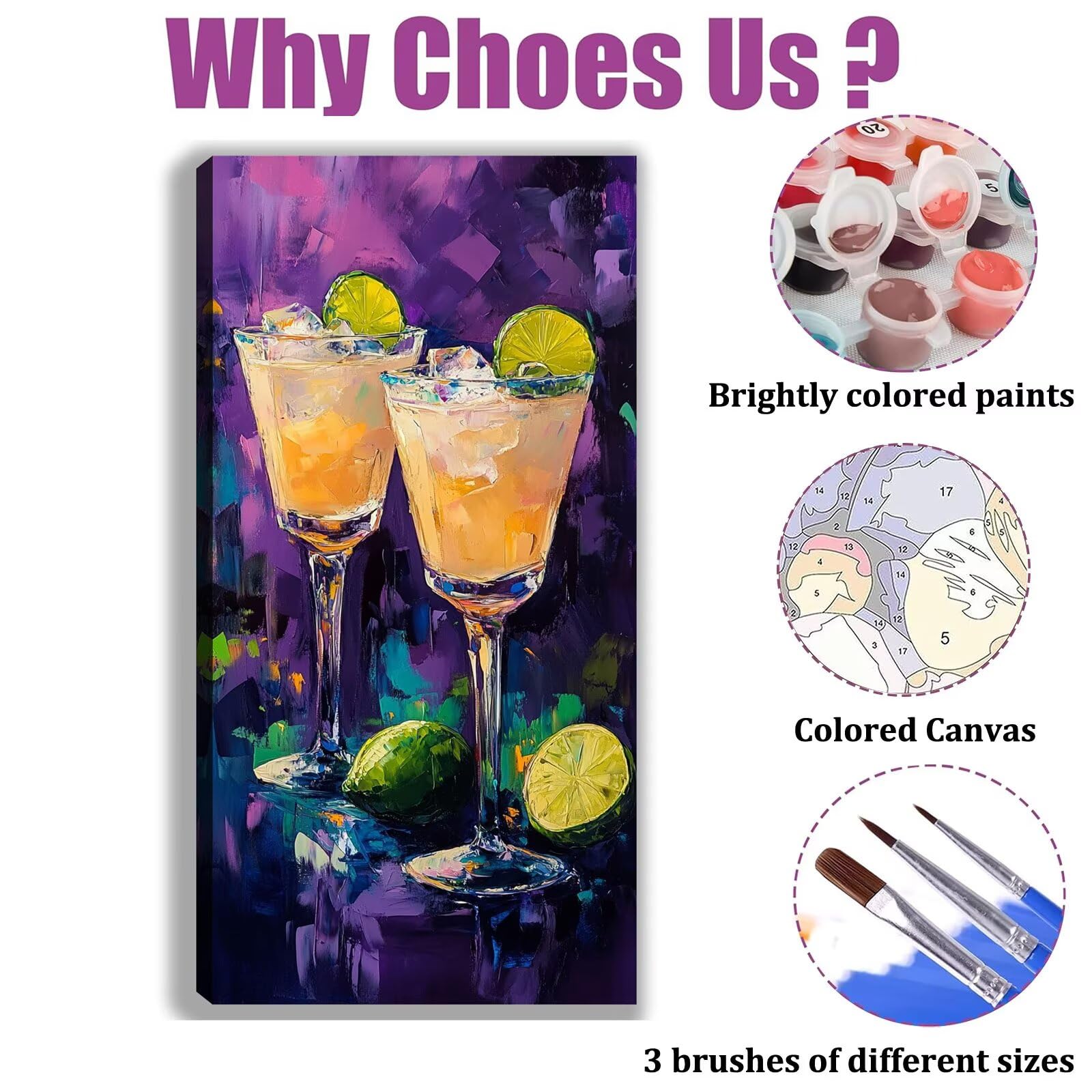 Malen nach Zahlen Erwachsene Großes Format 60x120cm, Cocktail Panorama DIY Malset Komplettset auf Leinwand, Ohne Rahmen Acryl Ölgemälde Malen nach Zahlen Landschaft, Geschenk für Frauen,w-1056k