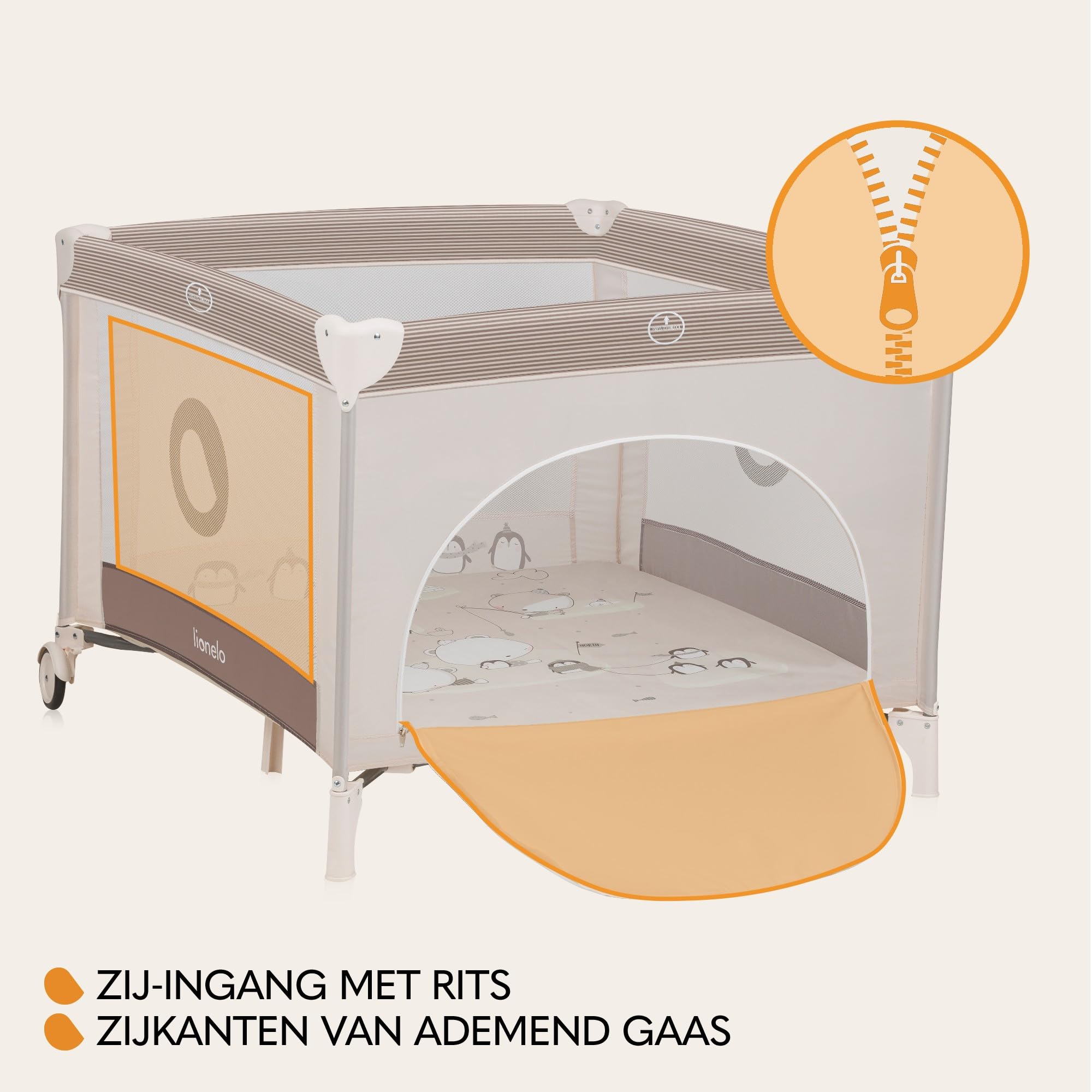 LIONELO Bonnie Kinderbox en Ledikant - Veilige Opvouwbare Speel voor Kinderen tot 15 kg - Ademend Gaas, Ritsingang, Kwaliteitsmatras T25, Gemakkelijk te Vervoeren Baby Bed en Reisbedje (Marine