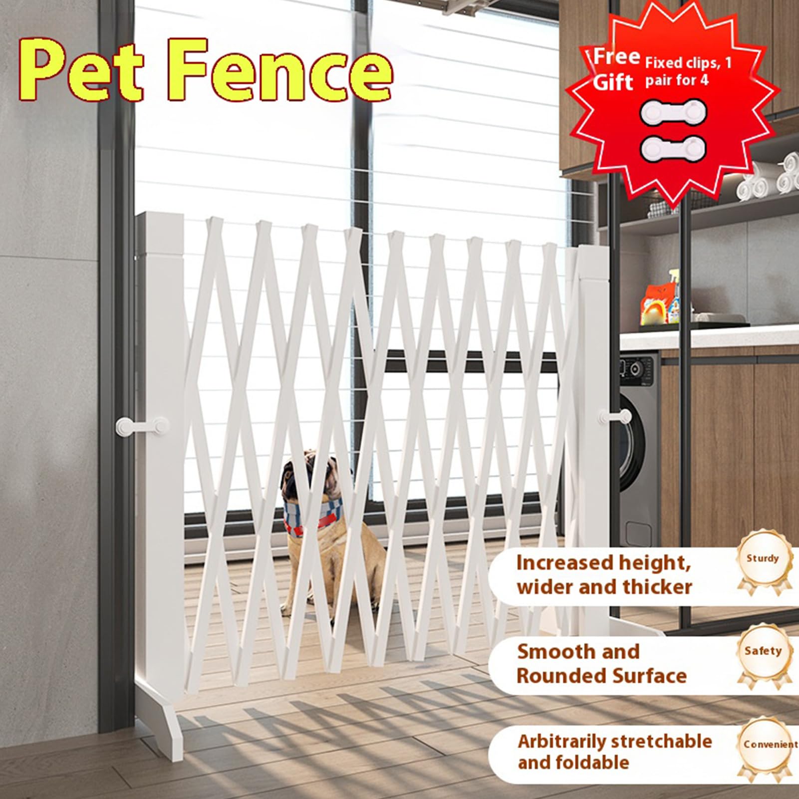 Cancello Per Cani Retrattile Rinforzato Anti-Scalata