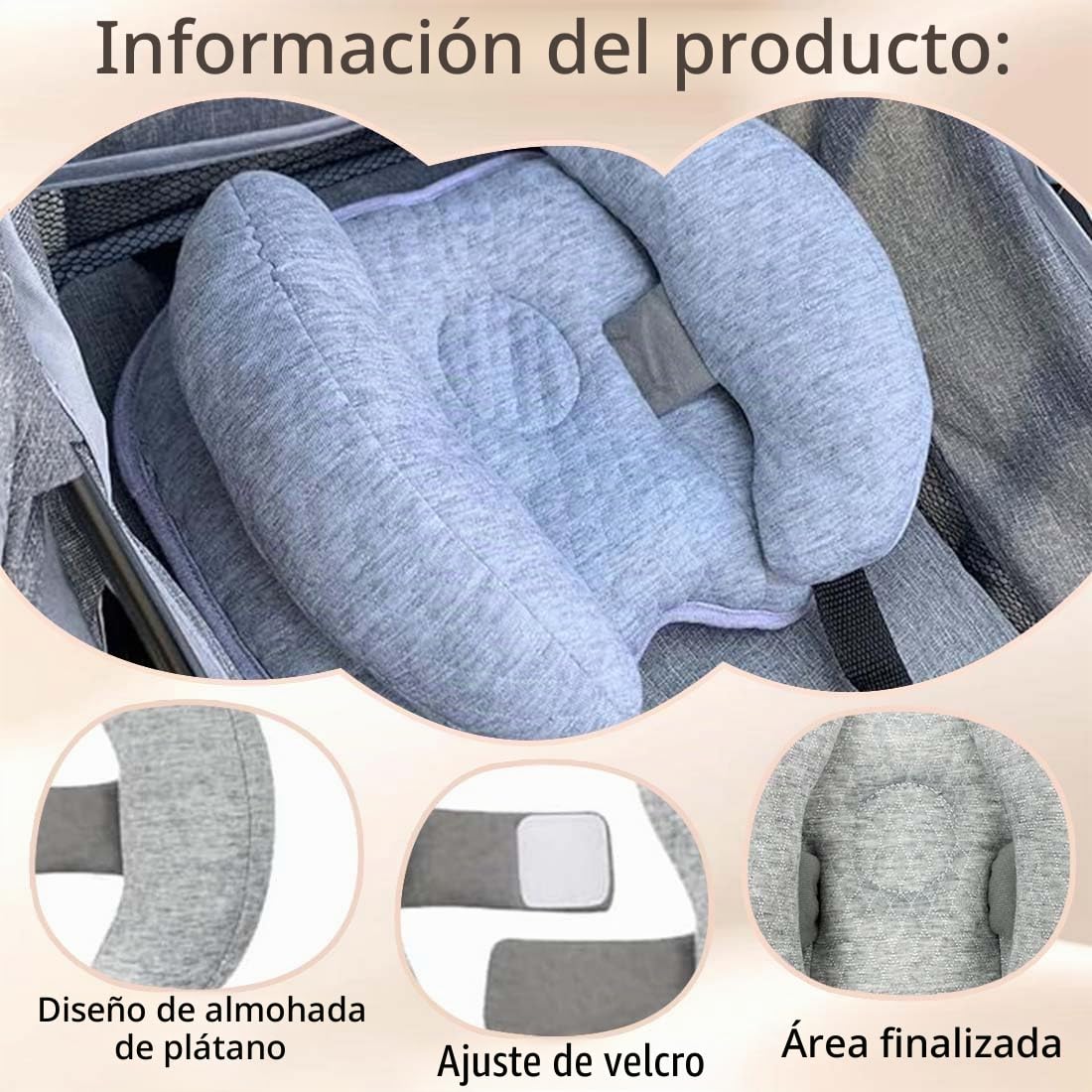 Almohada cervical para bebé, paquete de 1, almohada cervical para recién nacido, almohada cervical 2 en 1, almohada de viaje para apoyar la cabeza en el cochecito