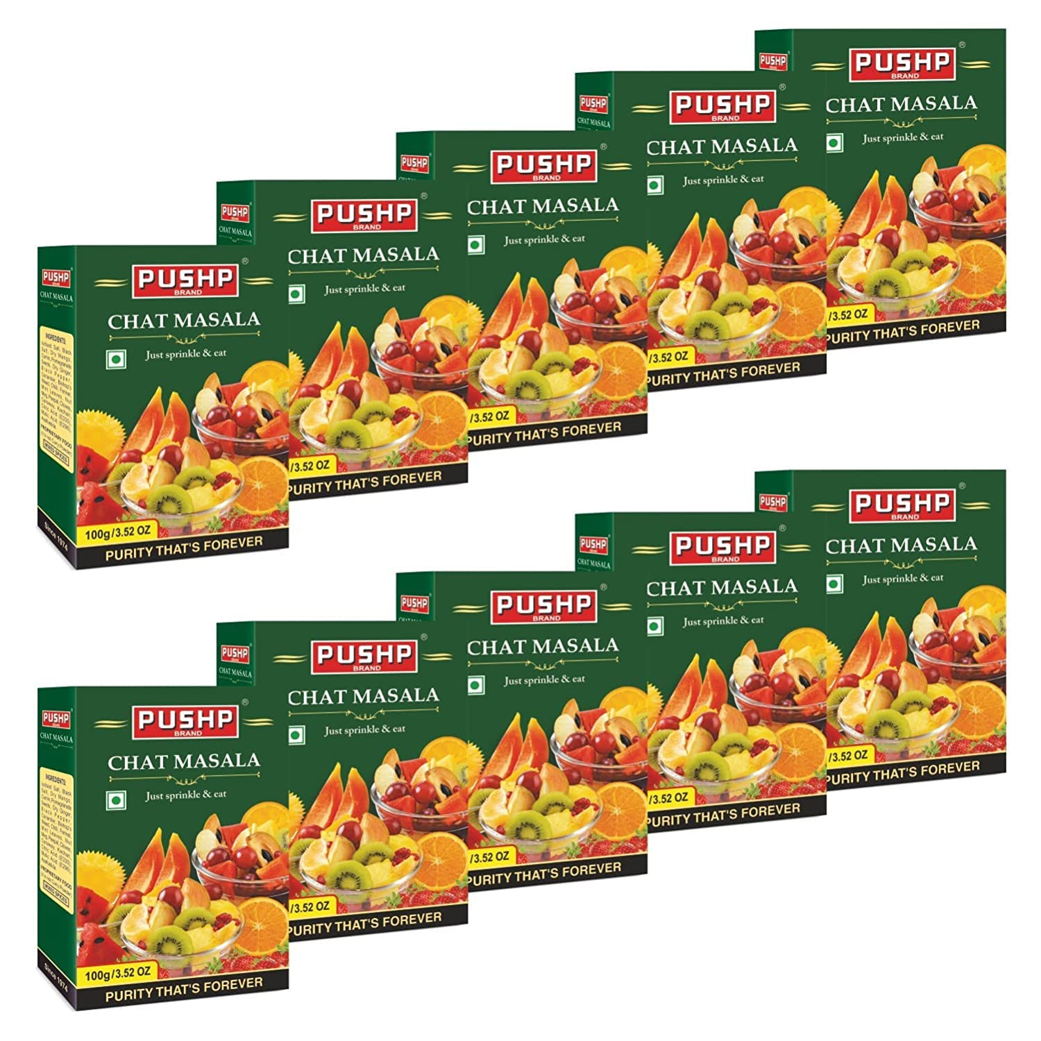 Pushp Brand Chat Masala Box (100g pack) (Pack of 10) (B09KM3QMF9) Amazon Price History, Amazon Price Tracker