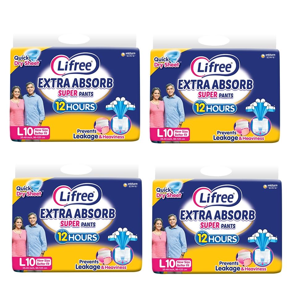Compatible With Lifree super extra Absorb Adult Pants Style Diapers, Pants Pack of 4, Size - L10) Large-image-30