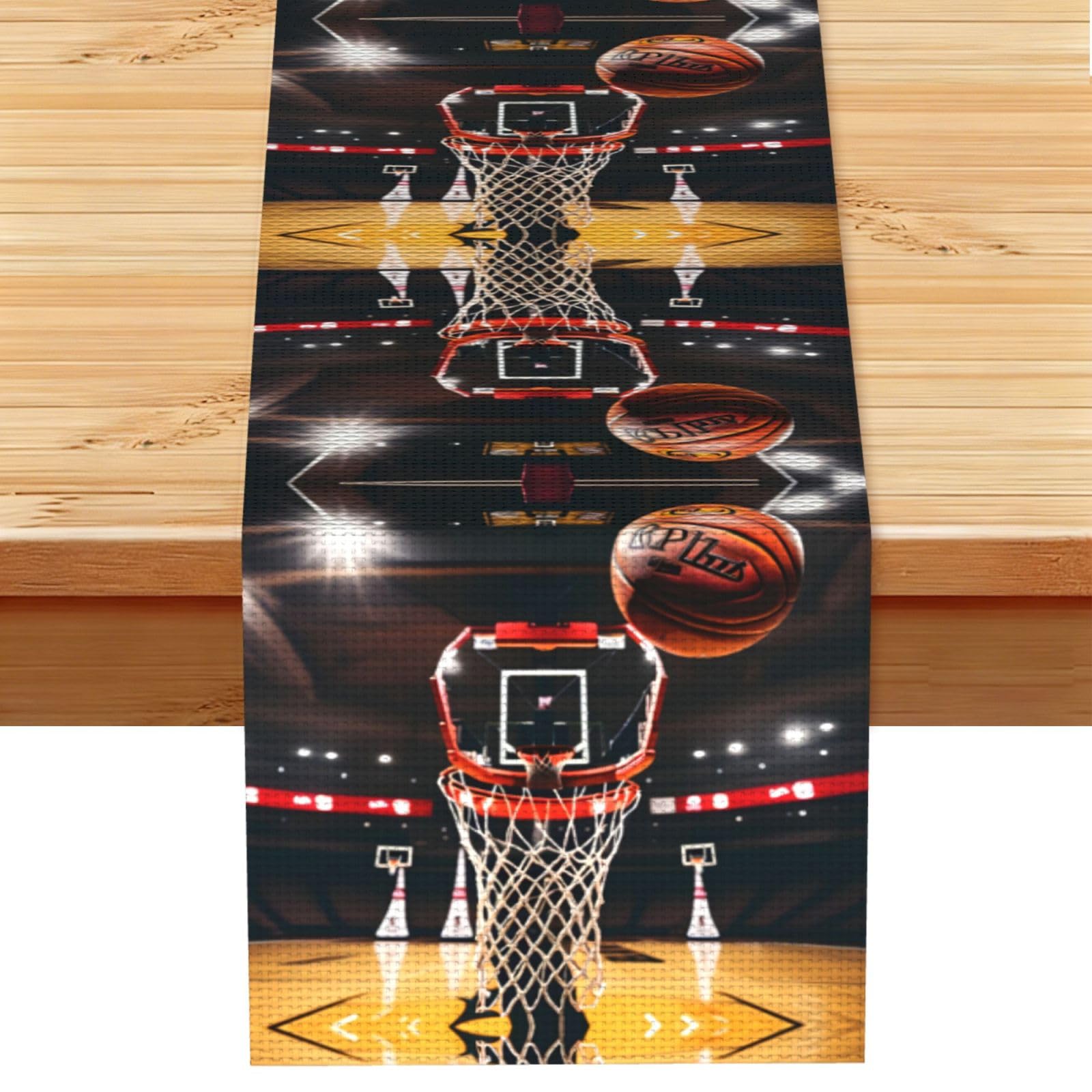 Basketball Printed Dining Table Runner 13x72 Inch, Non-Fading Decor for Kitchen Dresser Fireplace Mantel