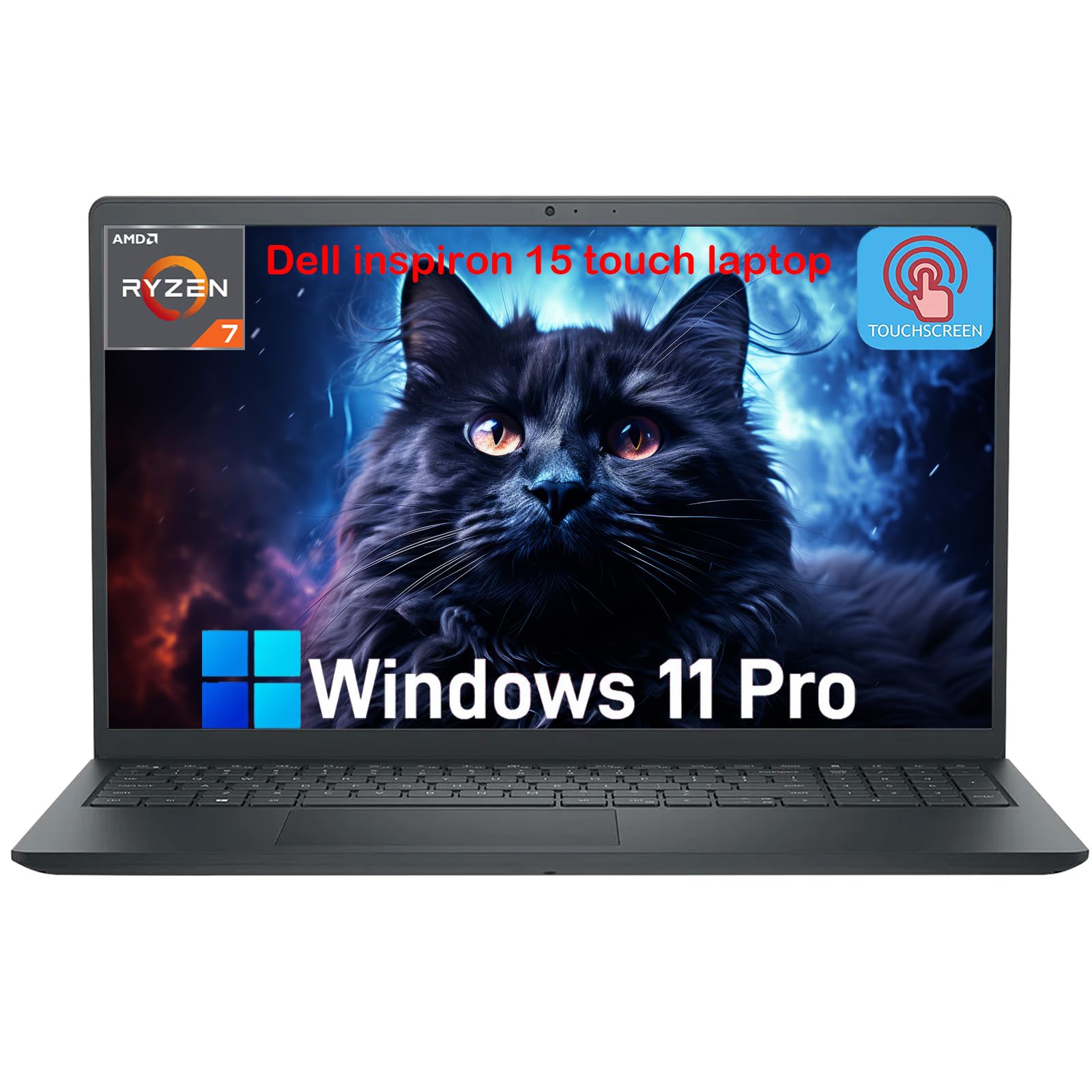 Dell Inspiron 15 Touchscreen Laptop Computer for Business, 16GB RAM, 512GB SSD, Windows 11 Pro, AMD Ryzen 7 7730U, 15.6" WVA LED FHD Anti-Glare