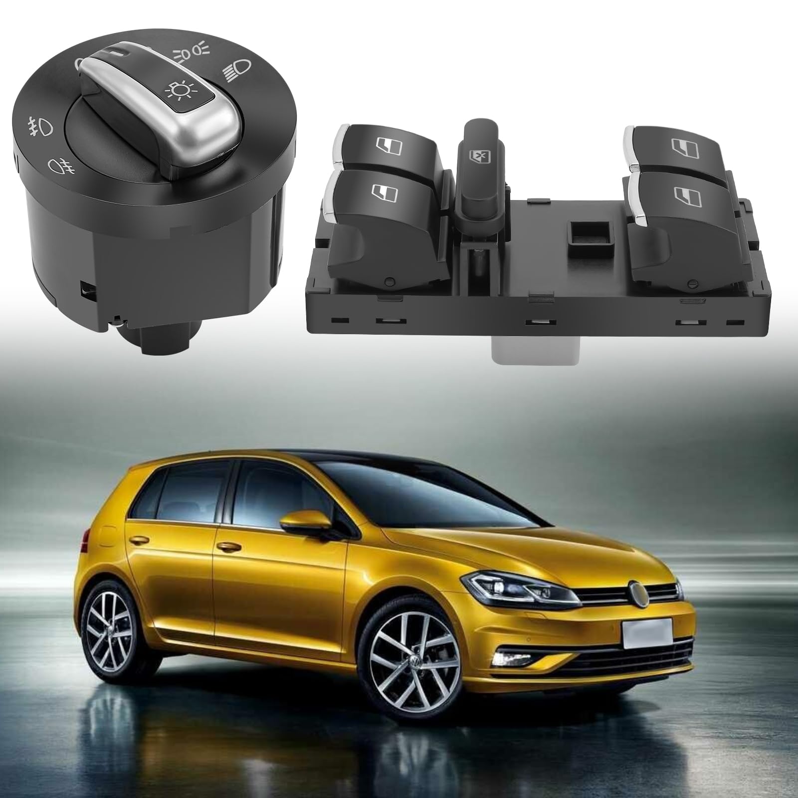 KAOLALI 6 pezzi interruttori per alzacristalli per VW Golf 5 6, interruttori luce fari e specchietti per Passat Tiguan Jetta, 5ND959857 5ND941431B 5ND959565A 5ND959855