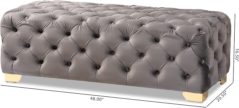 Baxton Studio Ottomans, One Size, Gray/Gold