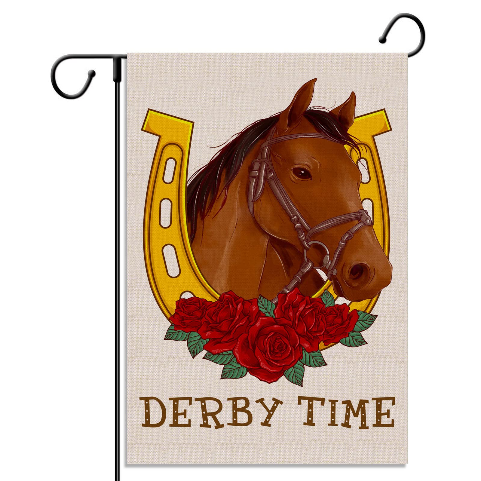 Derby Time Garden Flag Kentucky Run for The Roses Horse Racing Vertical Double Sized Yard Outdoor Decoration
