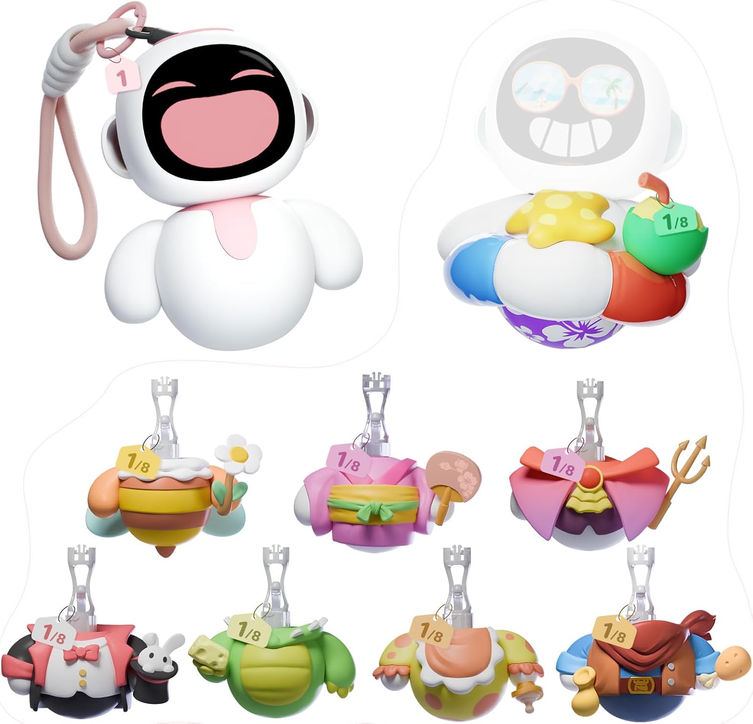 ENERGIZE LAB Eiliko Coral Pink + Swappable Themed Bodies Random 1/8 - Your Tiny AI Charm Robot That Matches Every Daily Outfit, Fun Electronic Pendant Toys, for Couples and Best Friends.
