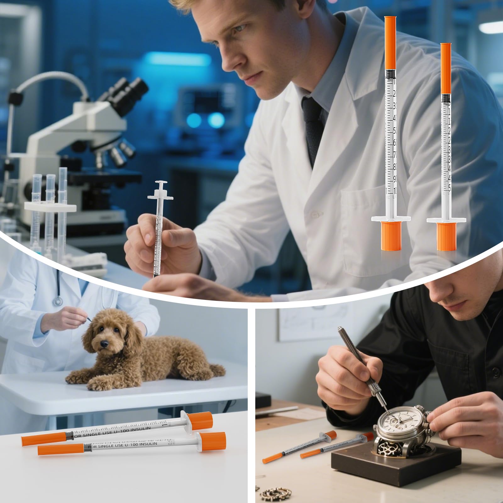 Siringa con scala Tubo di plastica 1 ml 31 G 6 mm accessori da laboratorio 20 pezzi