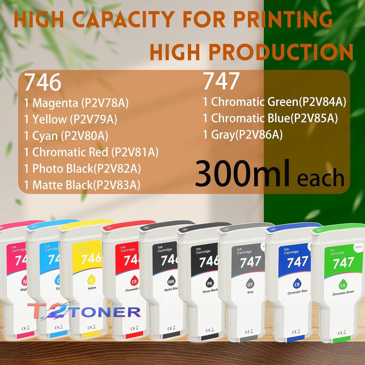 746 Photo Black 300-ml Ink Cartridges(P2V82A) Compatible Ink Cartridge Replacement for 746 Z6 & Z9+ Large Format Plotter Printer (1-Pack)