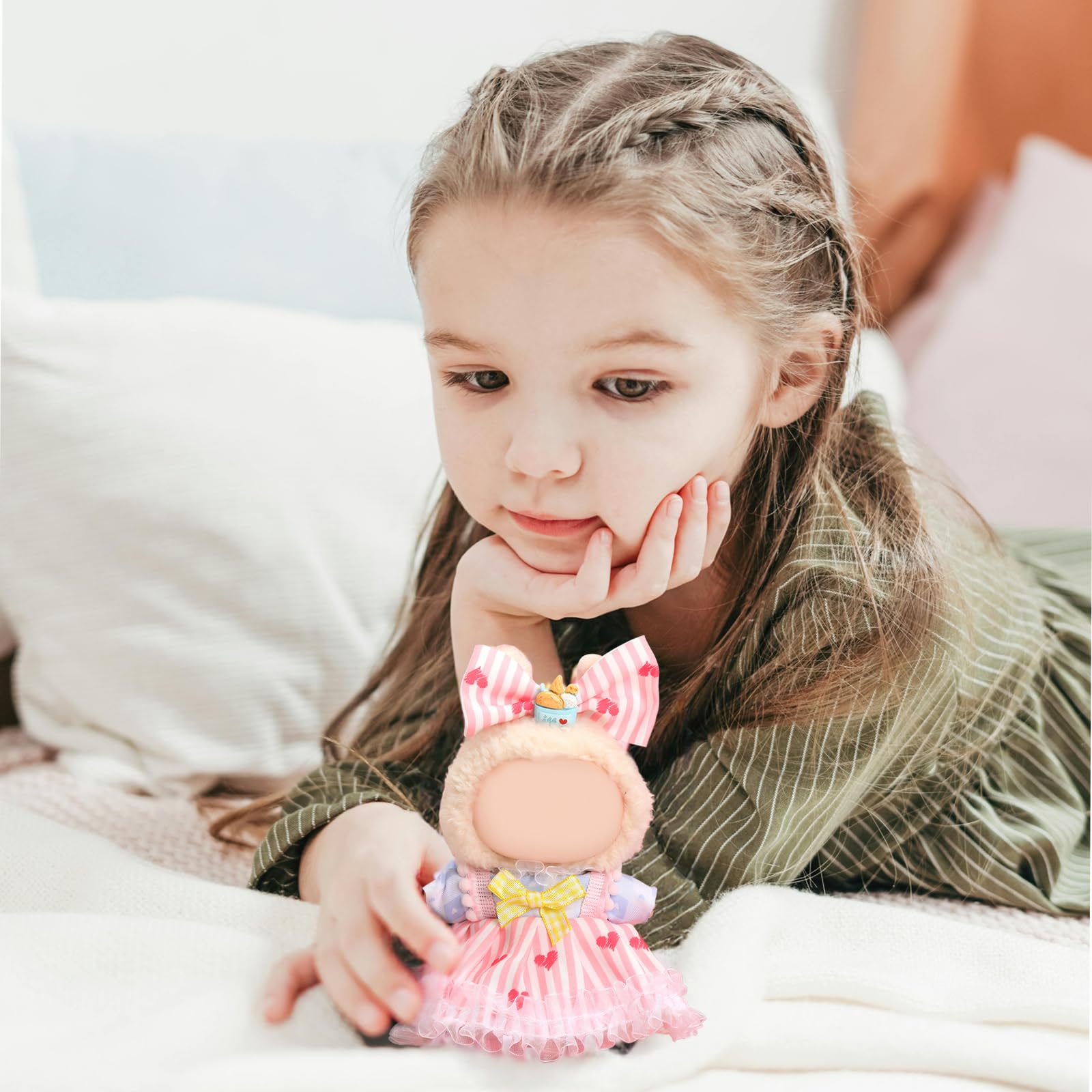 Puppenkleidung Für 17 Cm Plüschfiguren - Handgenähtes Rüschenkleid Mit Schleife Für Sammlerpuppen