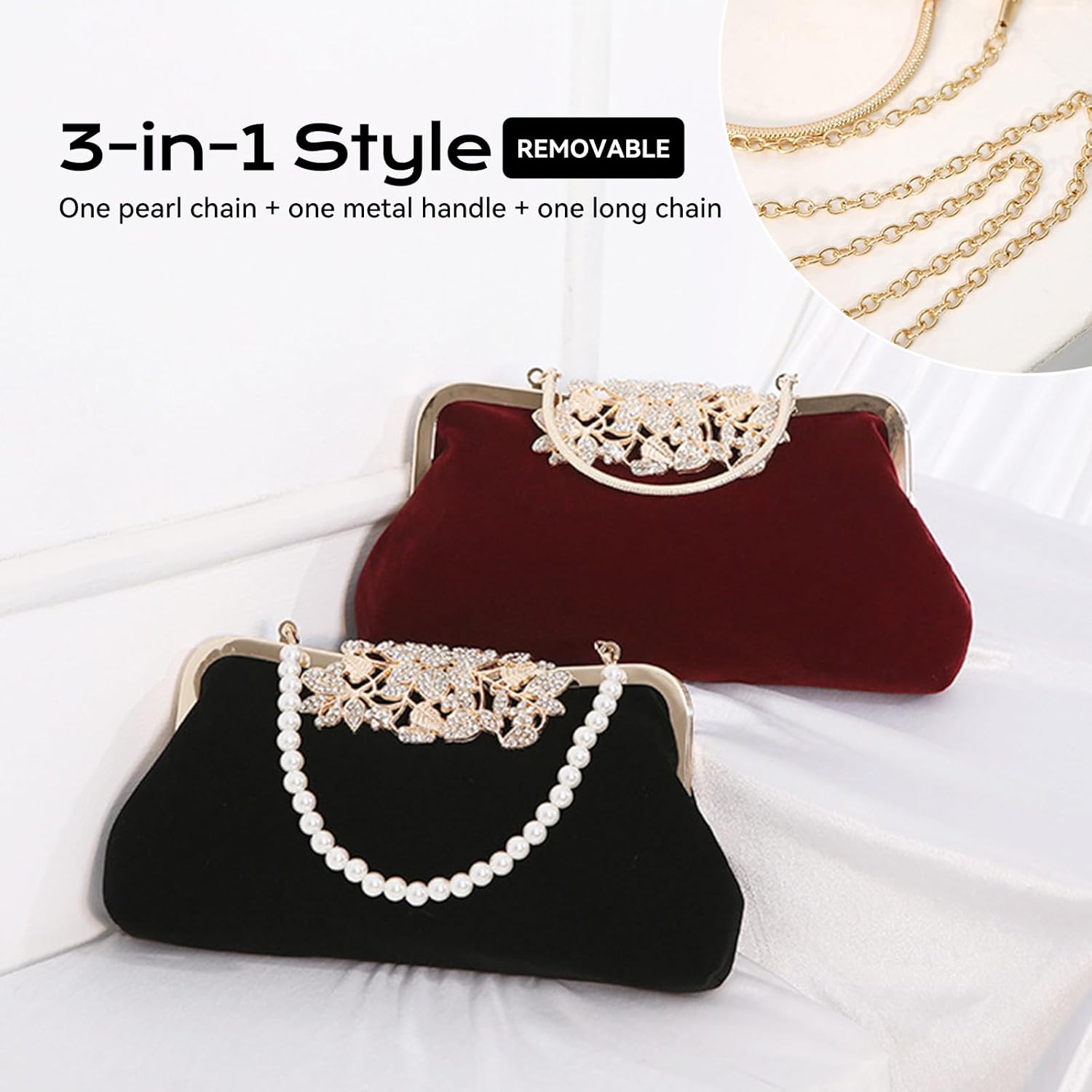Comeon Womens Rhinestone Evening Clutch Bags Sparkling Crystal Diamond Party Handbags Velvet Wedding Cocktail Formal Purses - Image 4