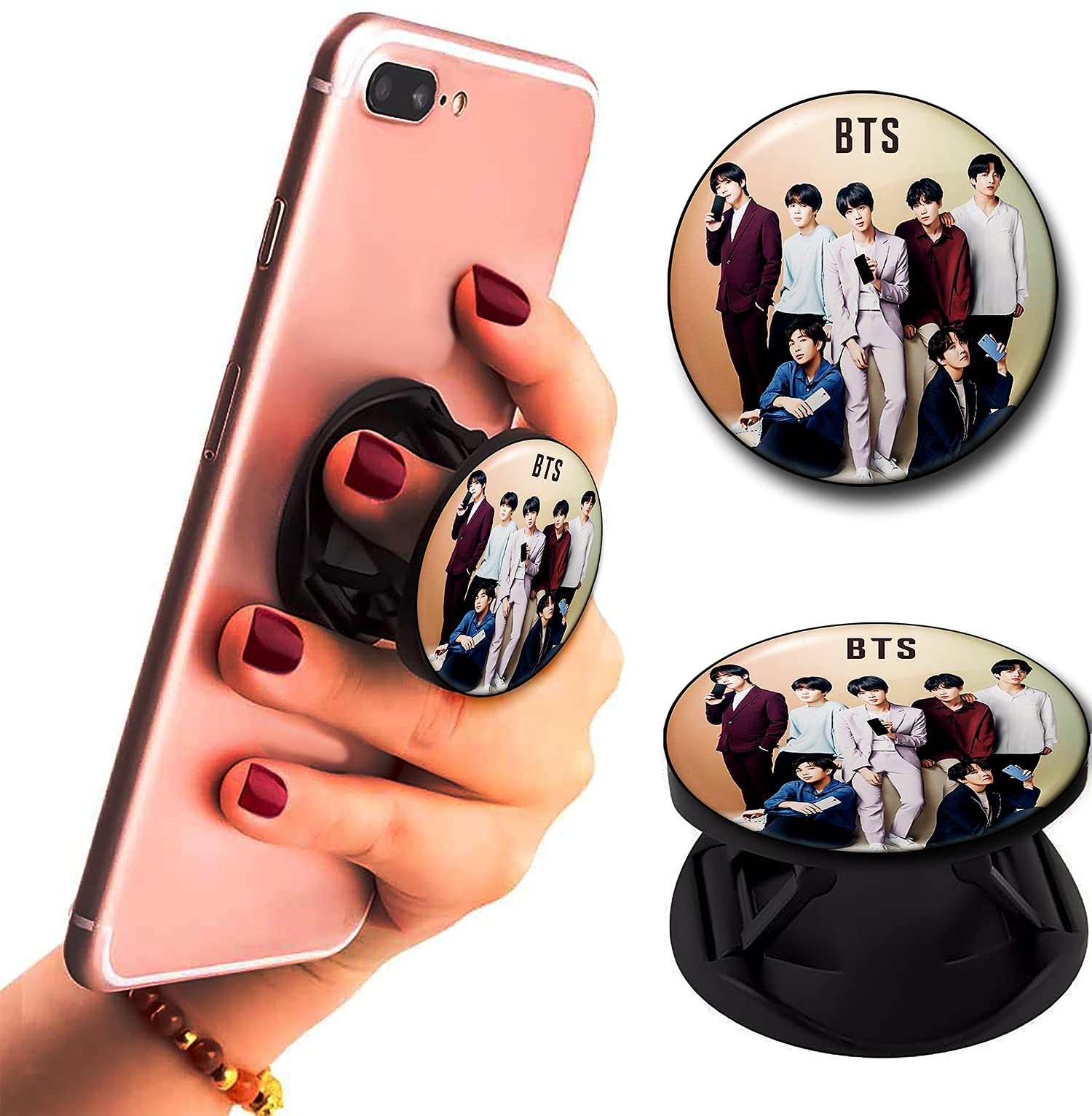 eggshell® Mobile Selfie Finger Grip Premium Super Matt Finish Effect Mobile Back Holder with Expanding Stand for All Smartphones & Tablets (BTS Full Group Pic)-image-49