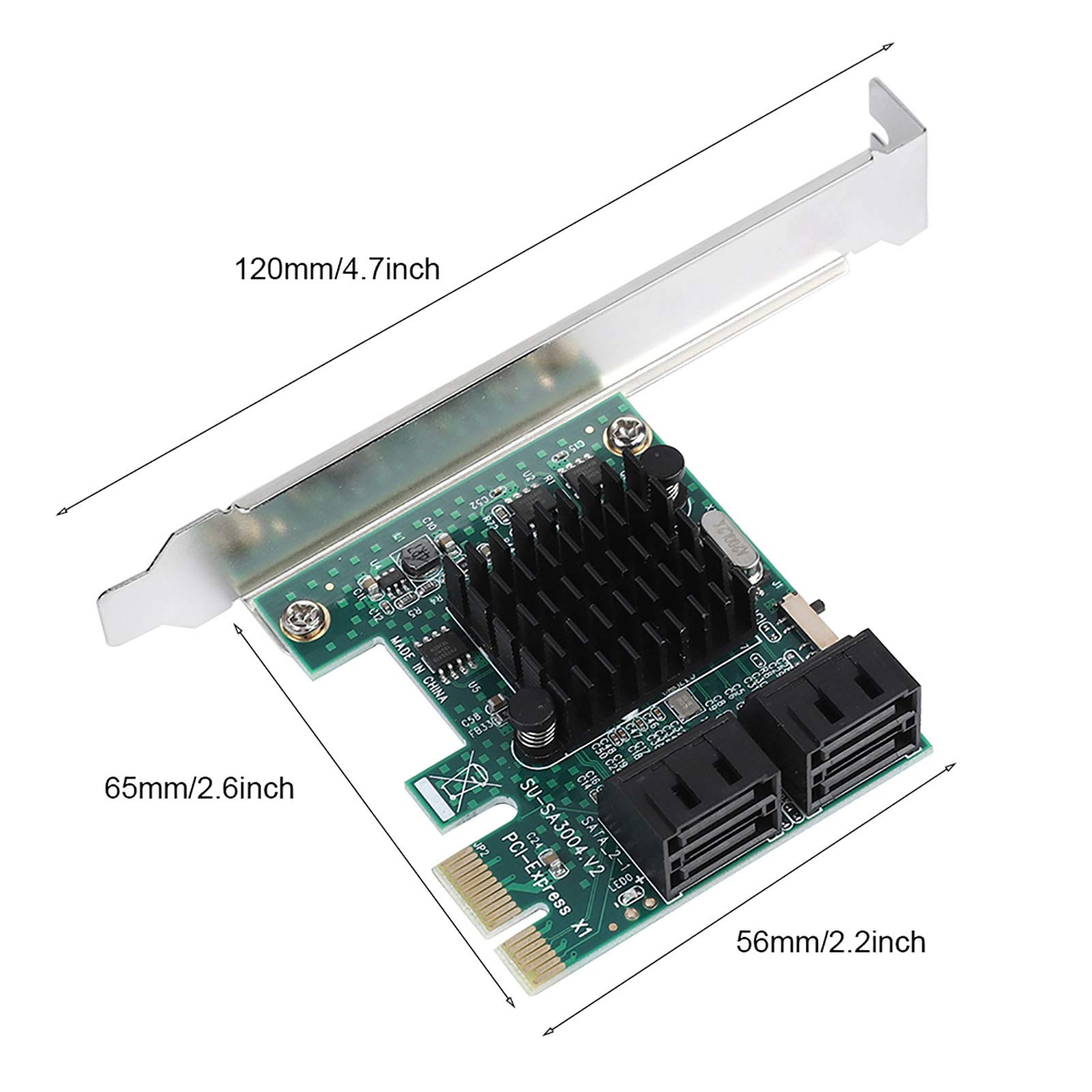 Bewinner Karta rozszerzeń z PCIE na SATA z 4 portami Karta rozszerzeń 6G SATA do kart rozszerzeń PCI Karta rozszerzeń PCIe dla systemu XP 2003 Vista 8 10