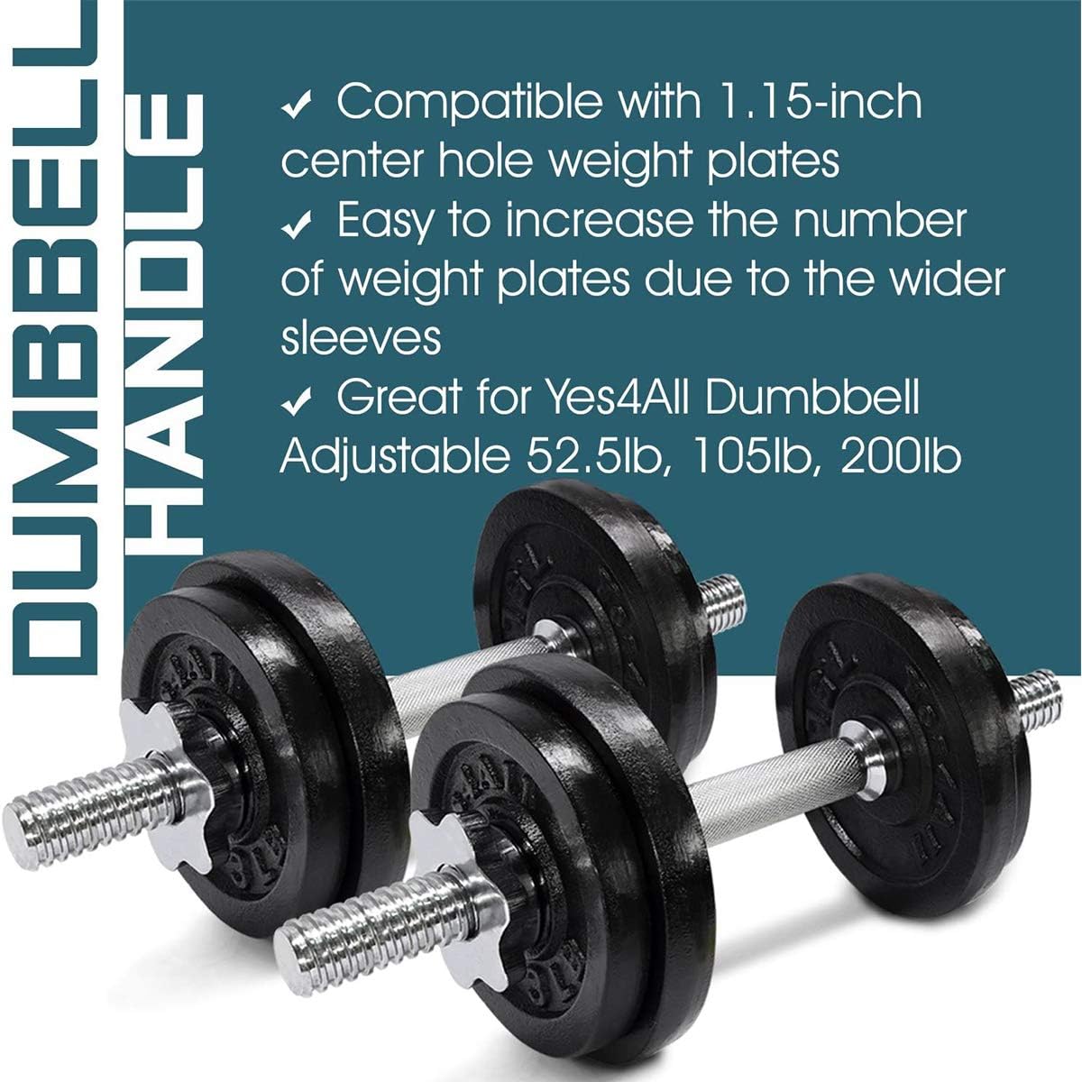 Stainless Steel Chrome Threaded Dumbbells Bars Adjustable Dumbbell Bar Handles Fit 1 inch Standard Weight Plate Weight Lifting Equipmentt for Workout Training Gym 35cm/45cm