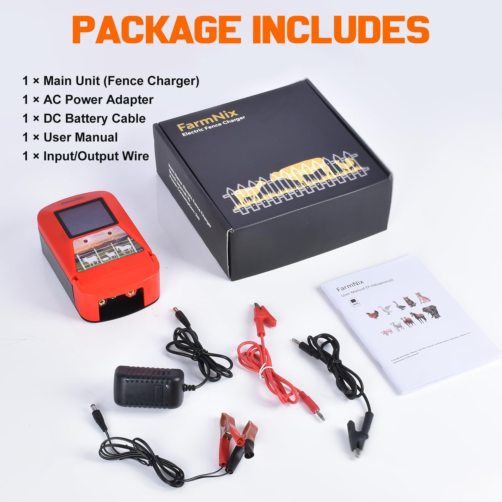 Energizador de Cercas Eléctricas 12V con Pantalla LED, Cerca Eléctrica 3J 230V para 24 KM, Alimentación Múltiple (Red/Batería/Solar), Cargador de Cercas para Ganado, Caballos y Granjas