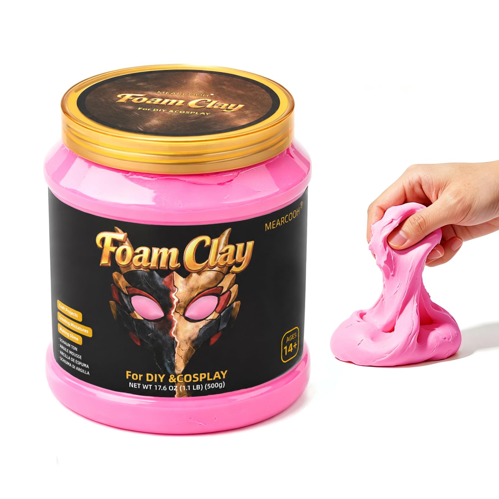 Modeling Air Dry Clay, MEARCOOH Pink Cosplay Foam Magic Clay 500g (17.6oz)
