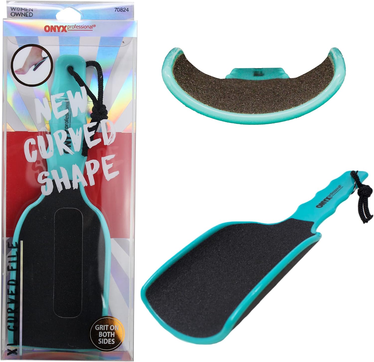 Onyx Professional Extra Large Curved Foot File with Handled Grip - Extra Grit Exfoliates & Removes Dead Skin Includes Nail File