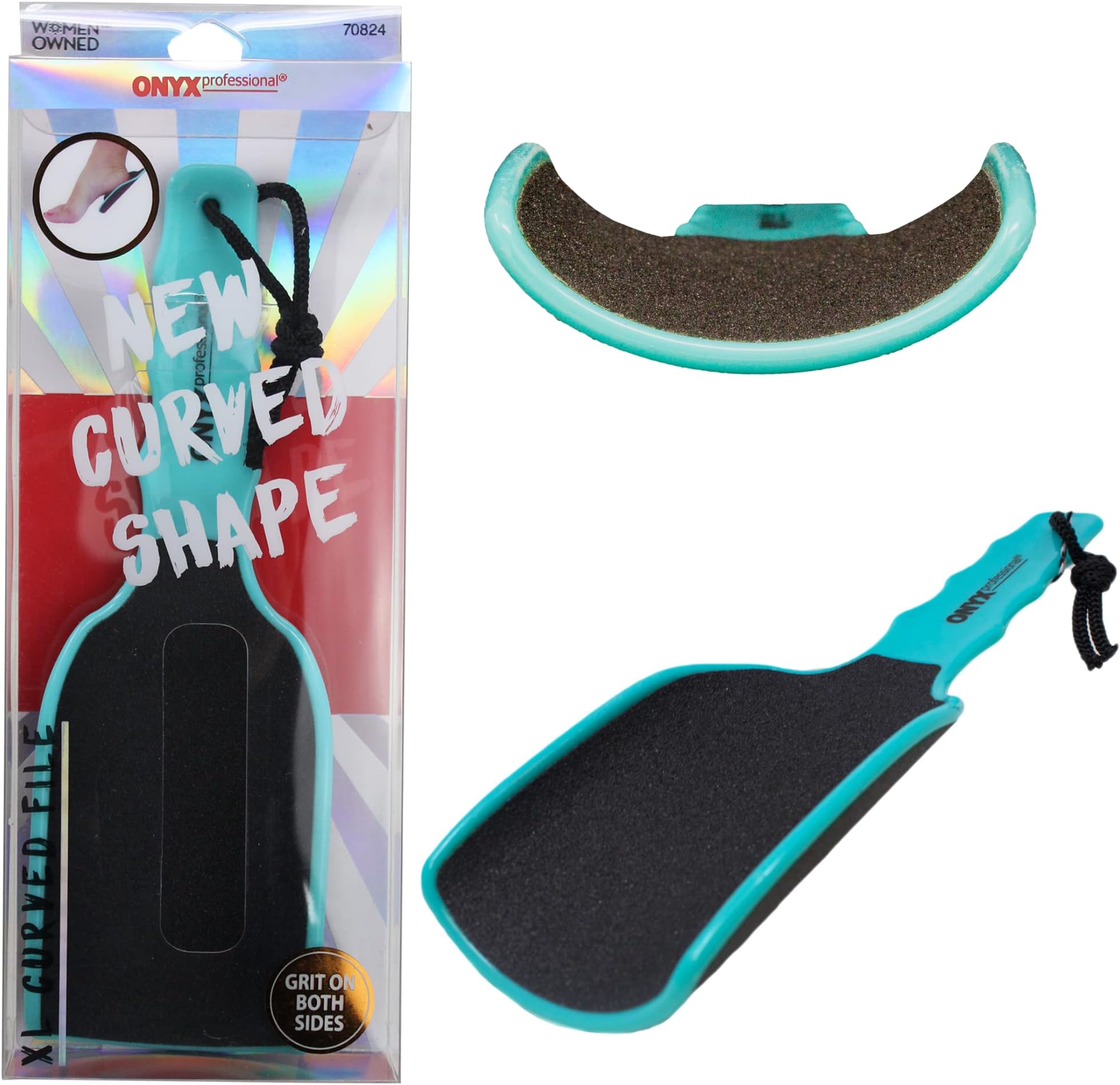 Onyx Professional Extra Large Curved Foot File with Handled Grip - Extra Grit Exfoliates & Removes Dead Skin Includes Nail File